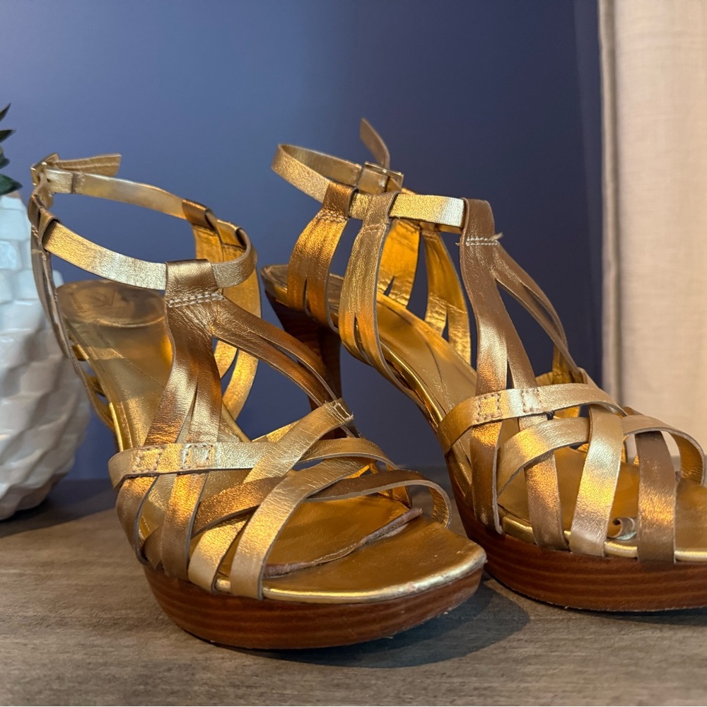 Diane Von Furstenberg Gold Strappy Sandals